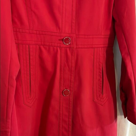Banana Republic Red Cotton Trench Coat Belted Jacket Lined Women’s Size M NWT - Picture 3 of 10